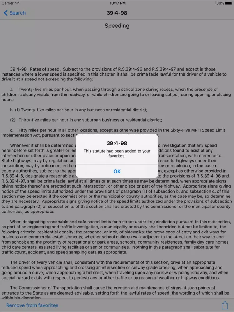 Zrzuty ekranu NJLaw - Title 39 - Motor Vehicle iPad 