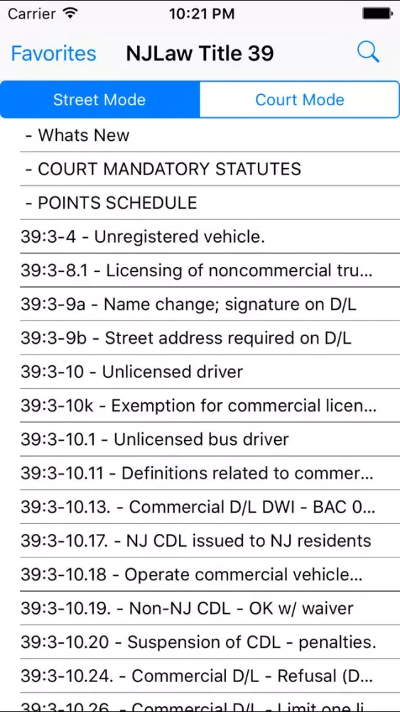 Zrzuty ekranu NJLaw - Title 39 - Motor Vehicle
