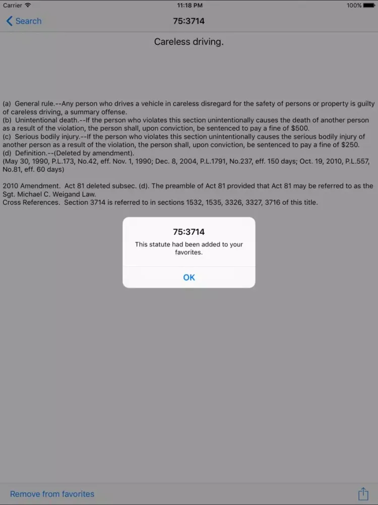 PALaw Title 75 - Vehicle Code iPad 應用截圖