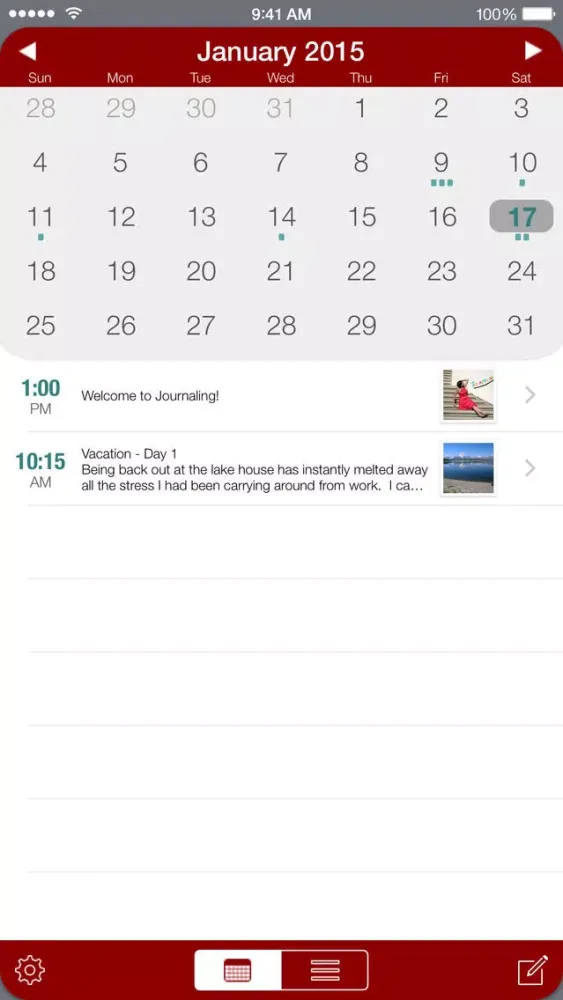 Journaling Ekran Görüntüleri