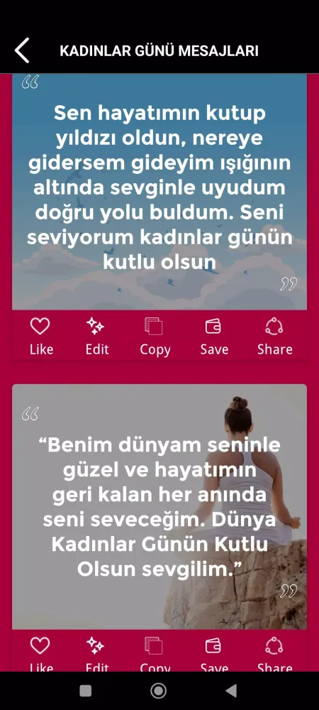 Capturas de tela do kadınlar günü sözleri