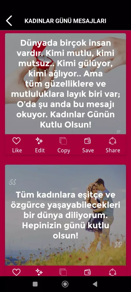 Capturas de tela do kadınlar günü sözleri