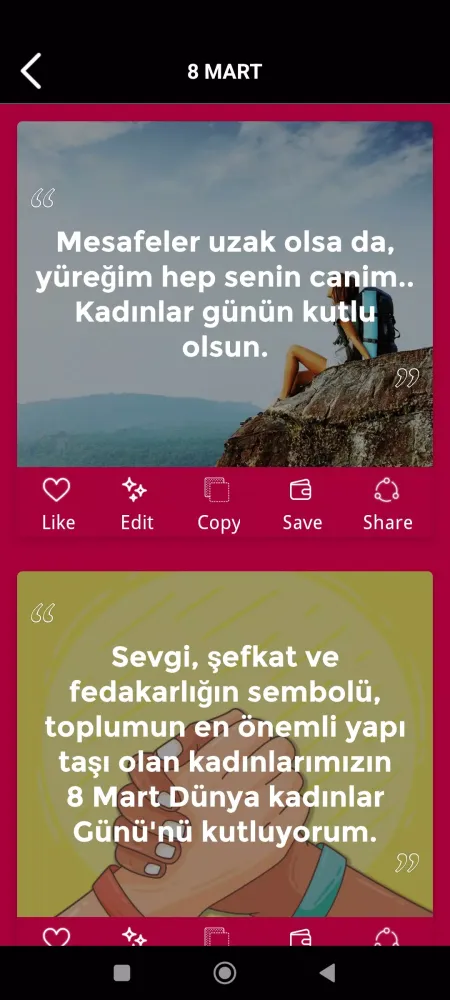 Capturas de tela do kadınlar günü sözleri