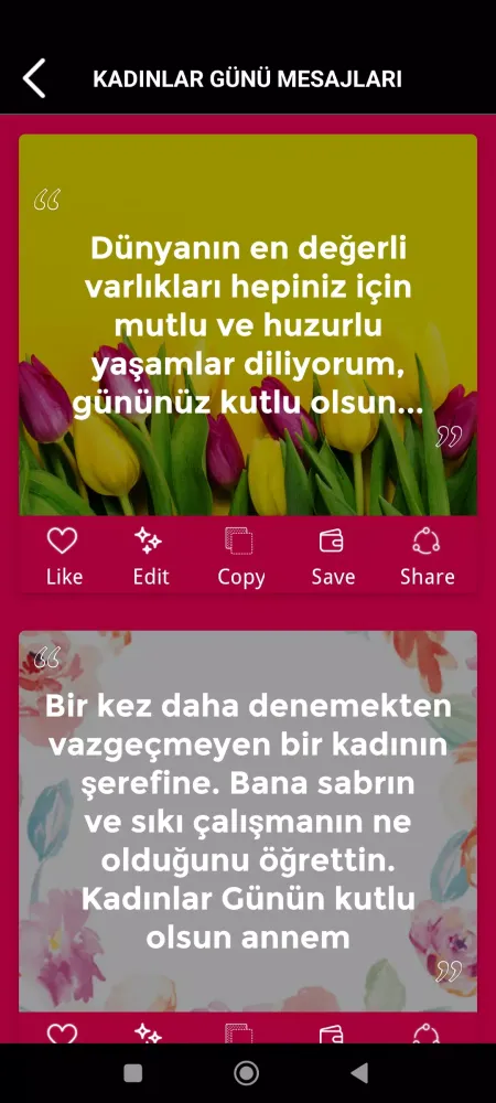 Capturas de tela do kadınlar günü sözleri