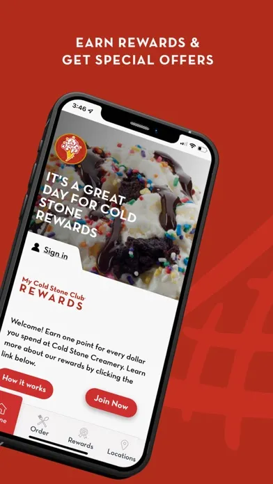 Capturas de tela do Cold Stone