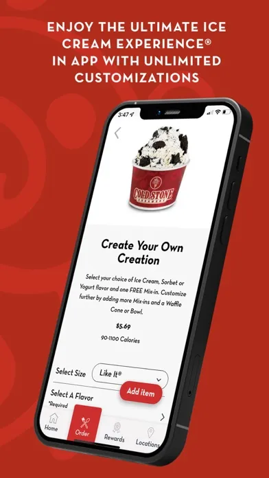 Capturas de tela do Cold Stone
