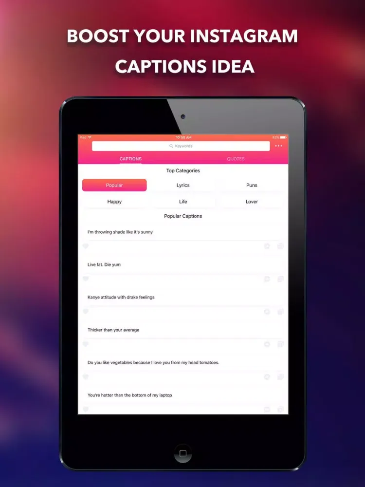 Tangkapan skrin Captions + for IG Social Posts iPad 