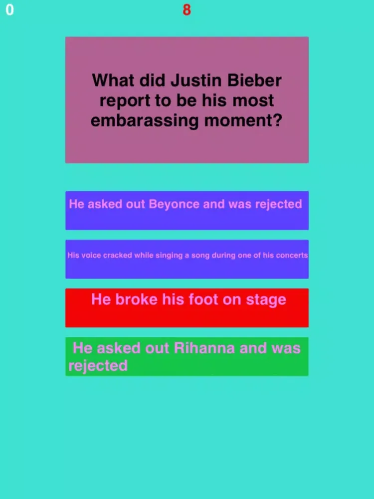 Ảnh chụp màn hình của Trivia for Justin Bieber fans iPad 