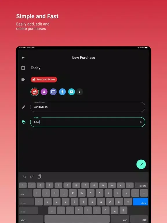 Purchase Tracker iPad  Screenshots