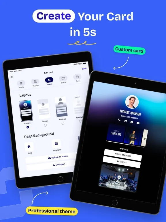 Snapcards Business Card Maker iPad 应用截图