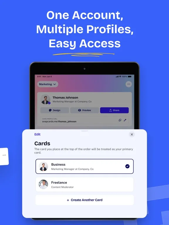 Snapcards Business Card Maker iPad 应用截图