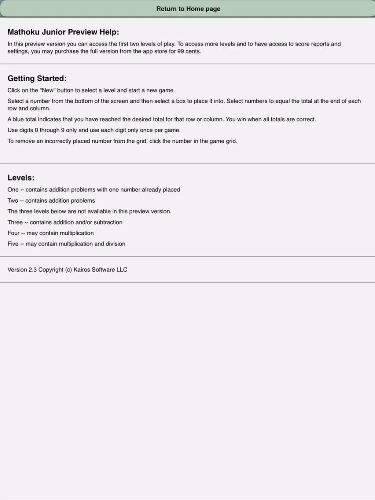 Tangkapan layar Mathoku Jr Preview iPad 