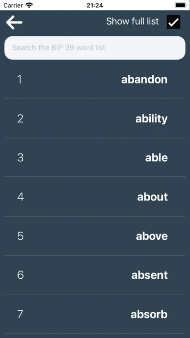 BIP39 Wordlist Screenshots