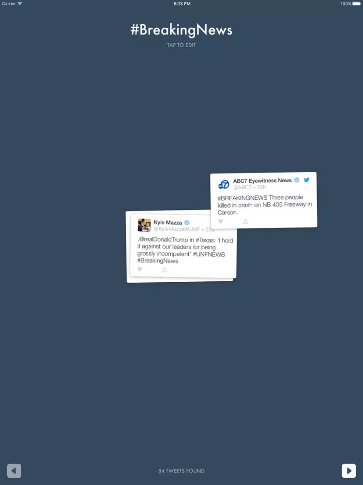 Capturas de tela do TweetSwipe iPad 