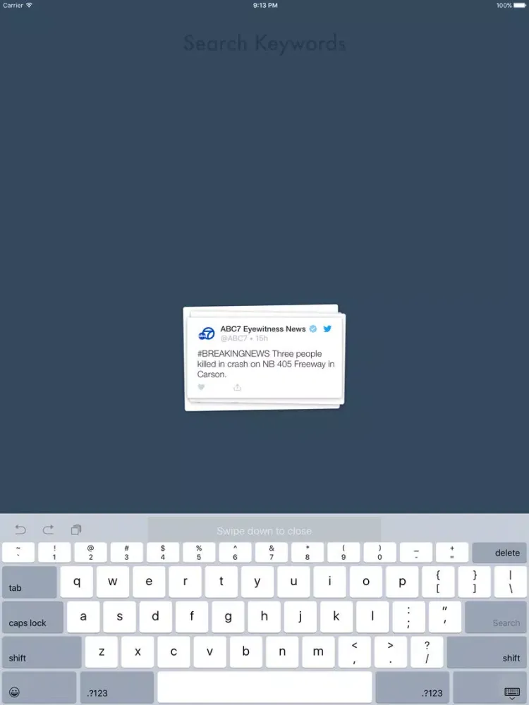 Capturas de tela do TweetSwipe iPad 