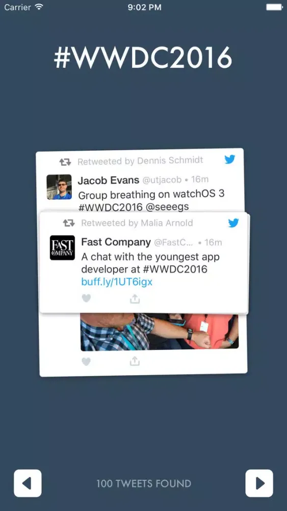Capturas de tela do TweetSwipe