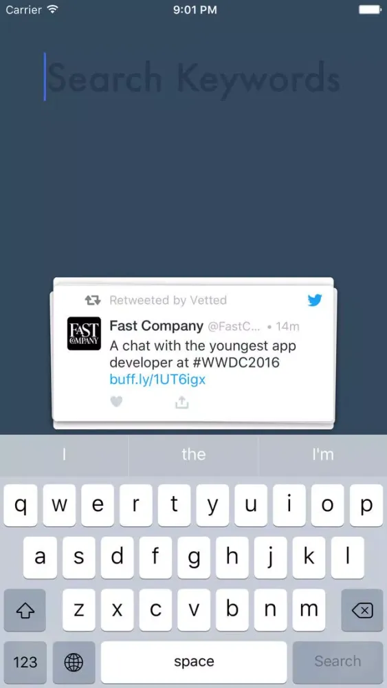 Capturas de tela do TweetSwipe