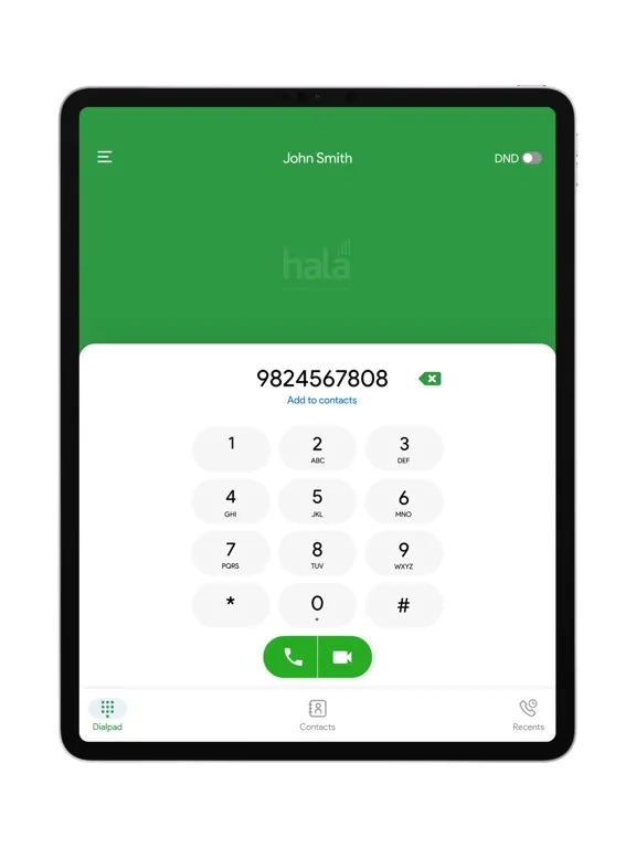 ภาพหน้าจอของ hala dialer iPad 