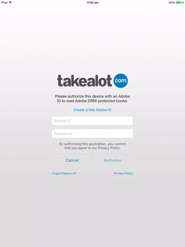 Скриншоты takealot eReader iPad 