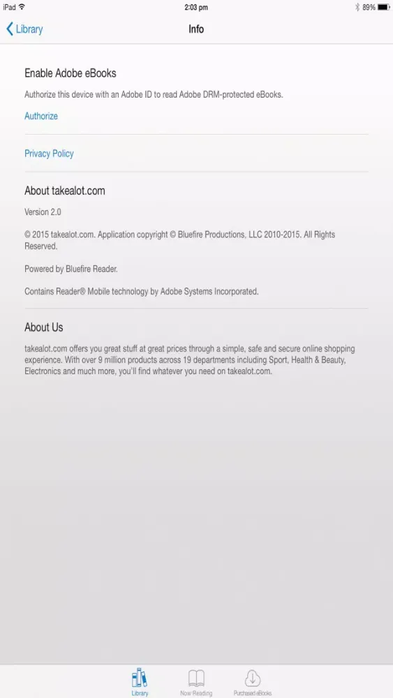 Скриншоты takealot eReader