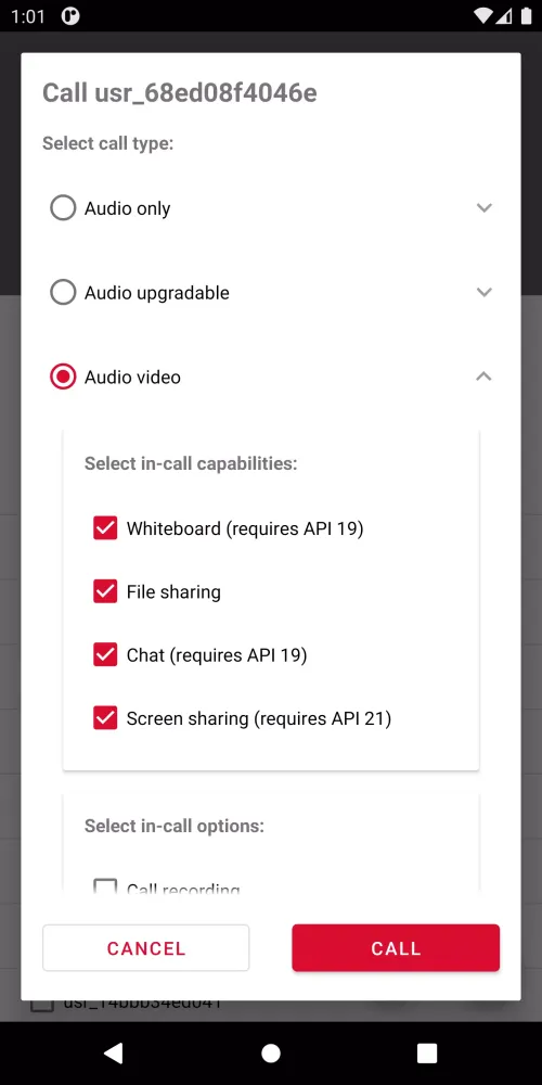 Kaleyra Video Demo SDK 스크린샷