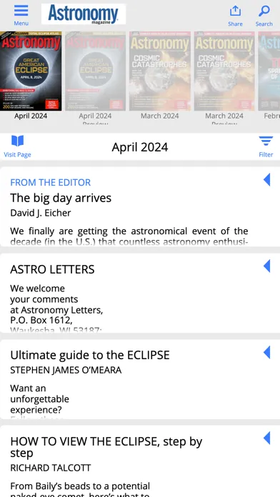 Ảnh chụp màn hình của Astronomy Magazine