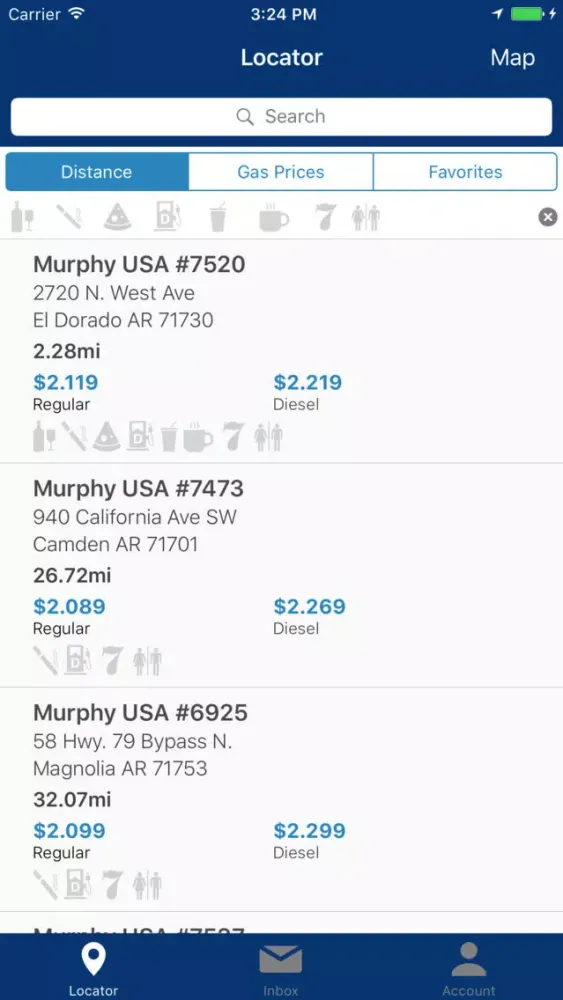 Zrzuty ekranu Murphy USA/Express Gas Finder