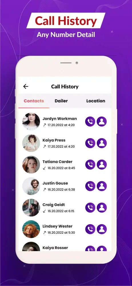 Call History Any Number Detail Screenshots