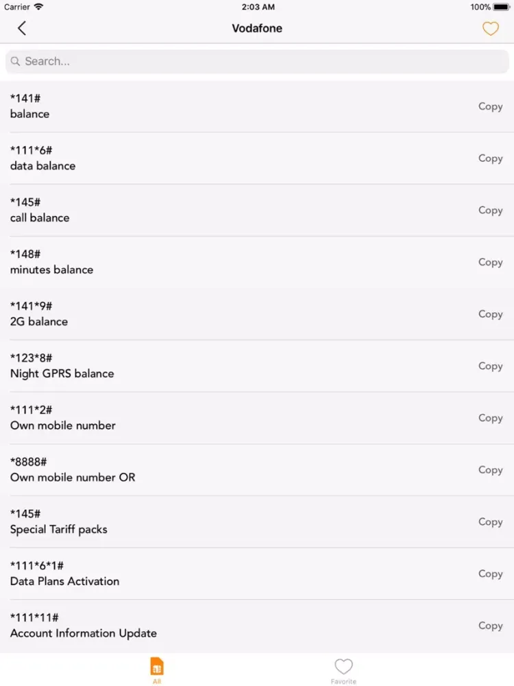 USSD Code iPad 應用截圖