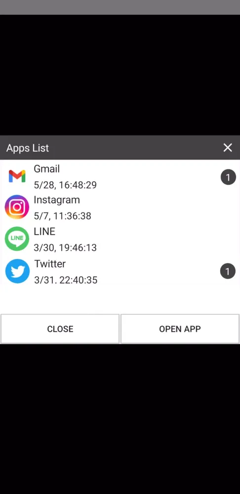 Popup Notification History Screenshots