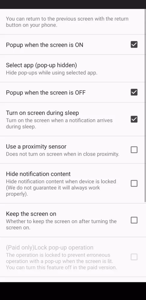 Popup Notification History Screenshots