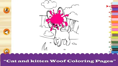 ภาพหน้าจอของ Cat and kitten Woof Coloring Pages