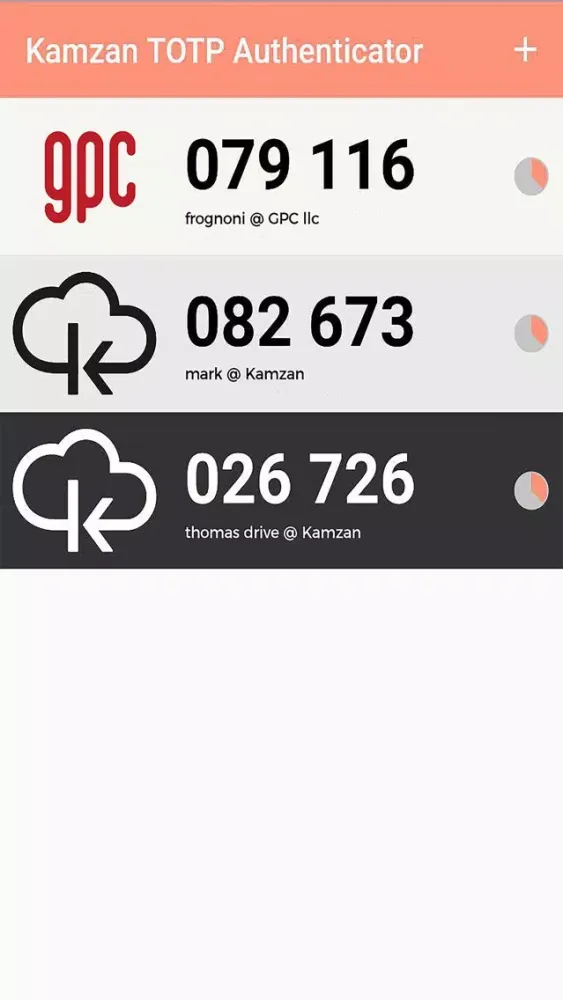 Kamzan TOTP Authenticator Screenshots