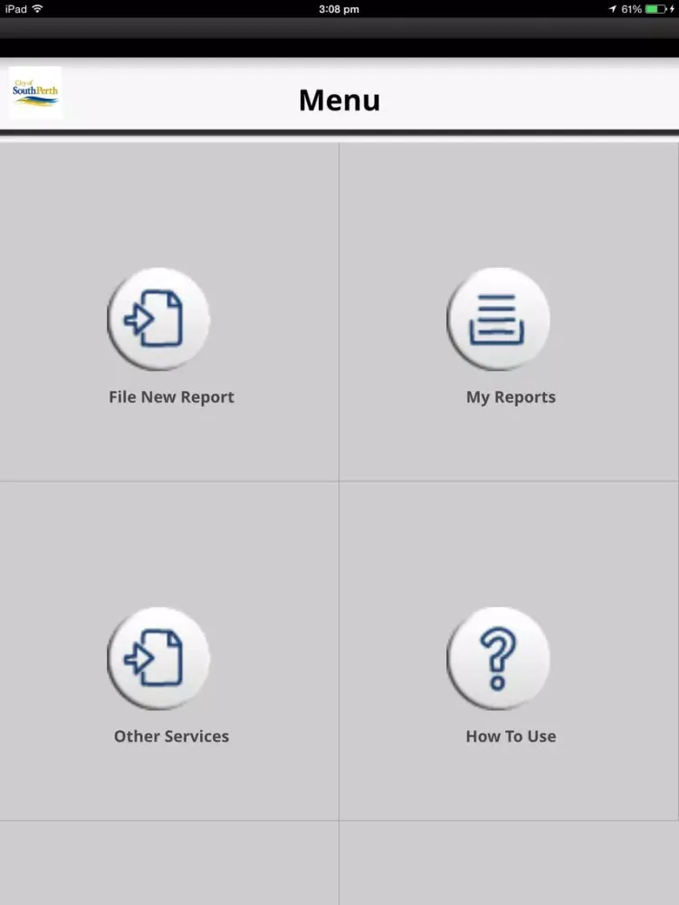 Tangkapan skrin South Perth Report It iPad