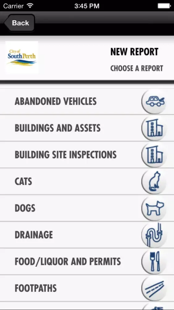 Tangkapan skrin South Perth Report It