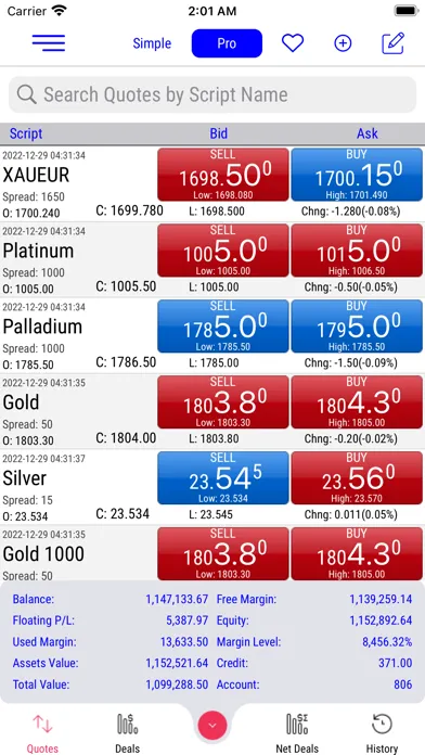 Kanak Capital Markets iTrader Screenshots