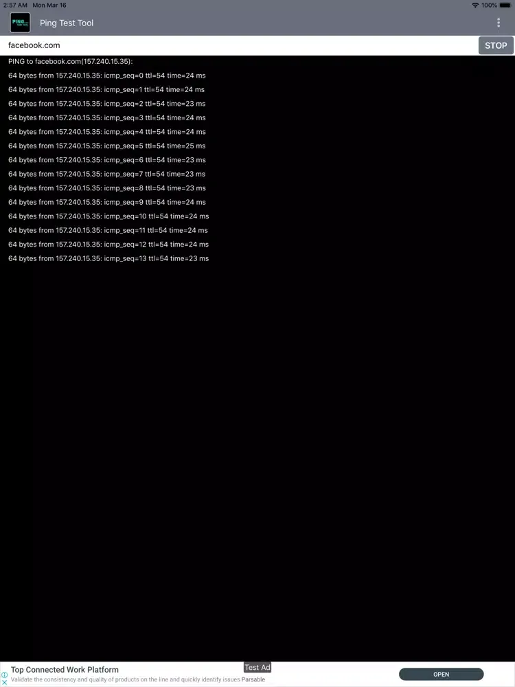 Zrzuty ekranu Ping Test Tool iPad 