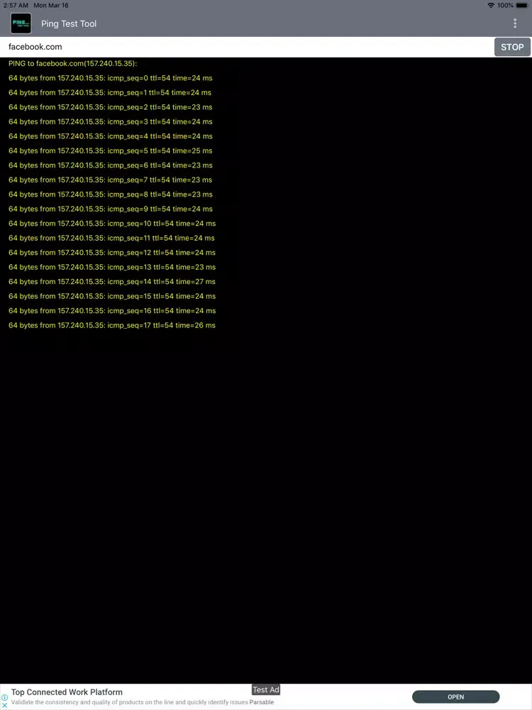 Zrzuty ekranu Ping Test Tool iPad 