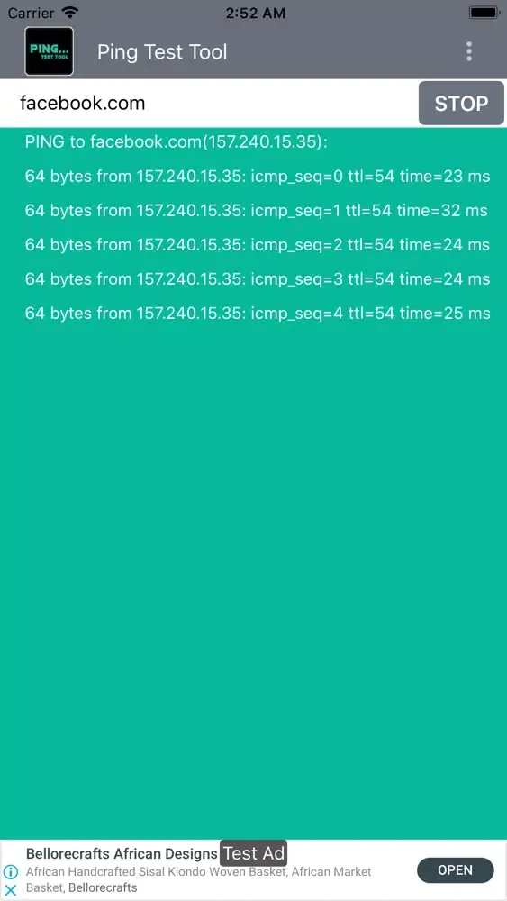 Zrzuty ekranu Ping Test Tool