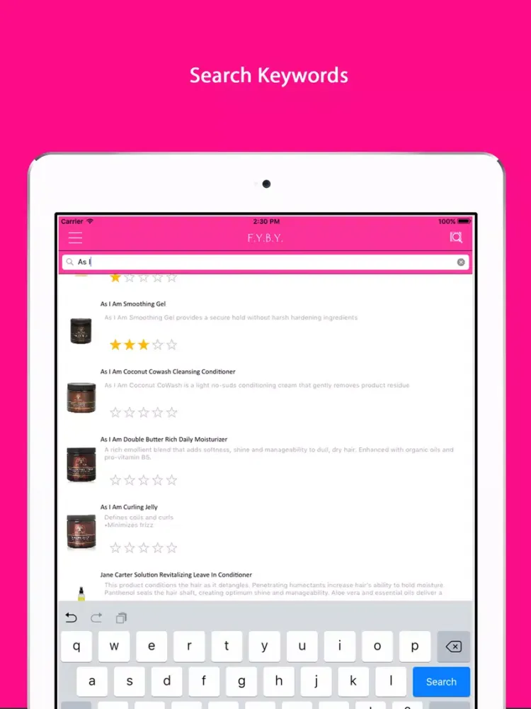 For You By You - FYBY Natural Hair Product Reviews iPad  Screenshots