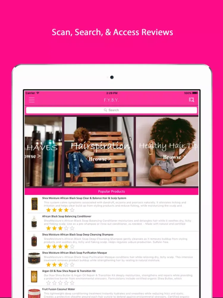 For You By You - FYBY Natural Hair Product Reviews iPad  Screenshots