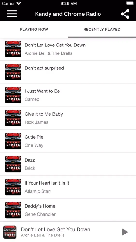 Capturas de tela do Kandy and Chrome Radio
