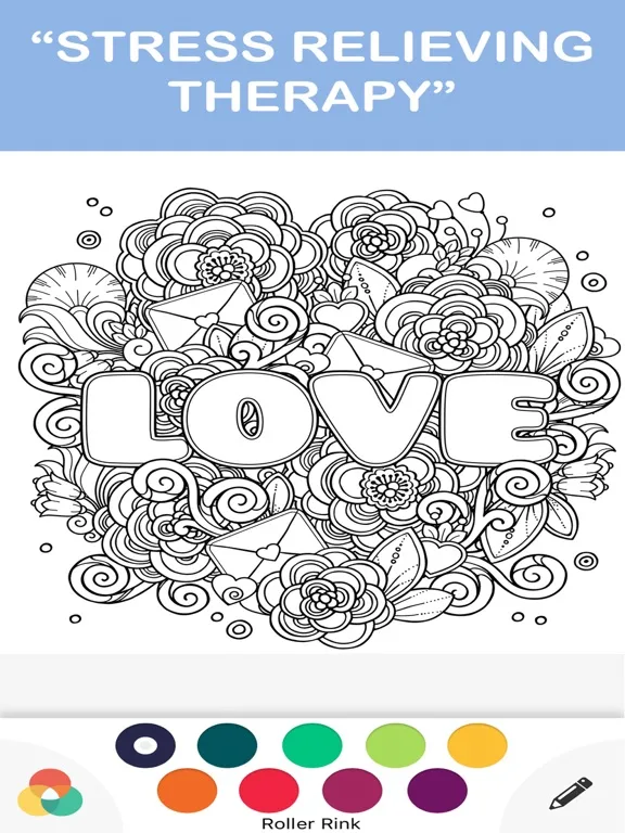 adult color anti stress therapy coloring book iPad 应用截图