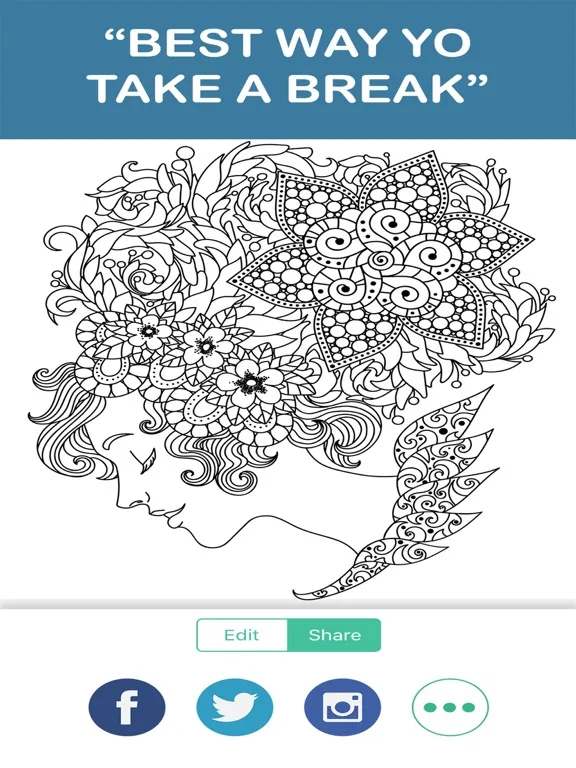 adult color anti stress therapy coloring book iPad 应用截图