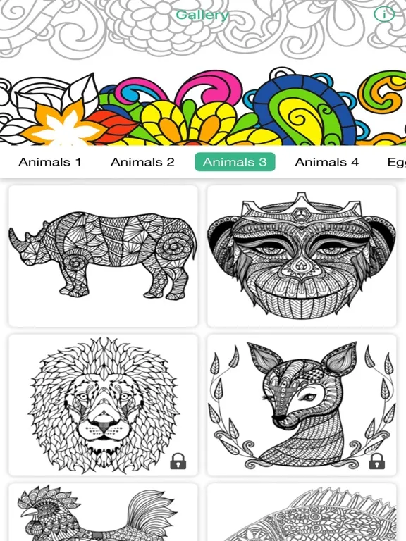 adult color anti stress therapy coloring book iPad 应用截图