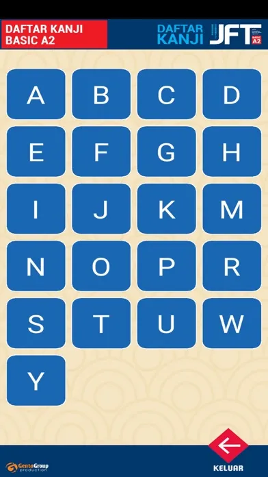 Ảnh chụp màn hình của Daftar Kanji JFT