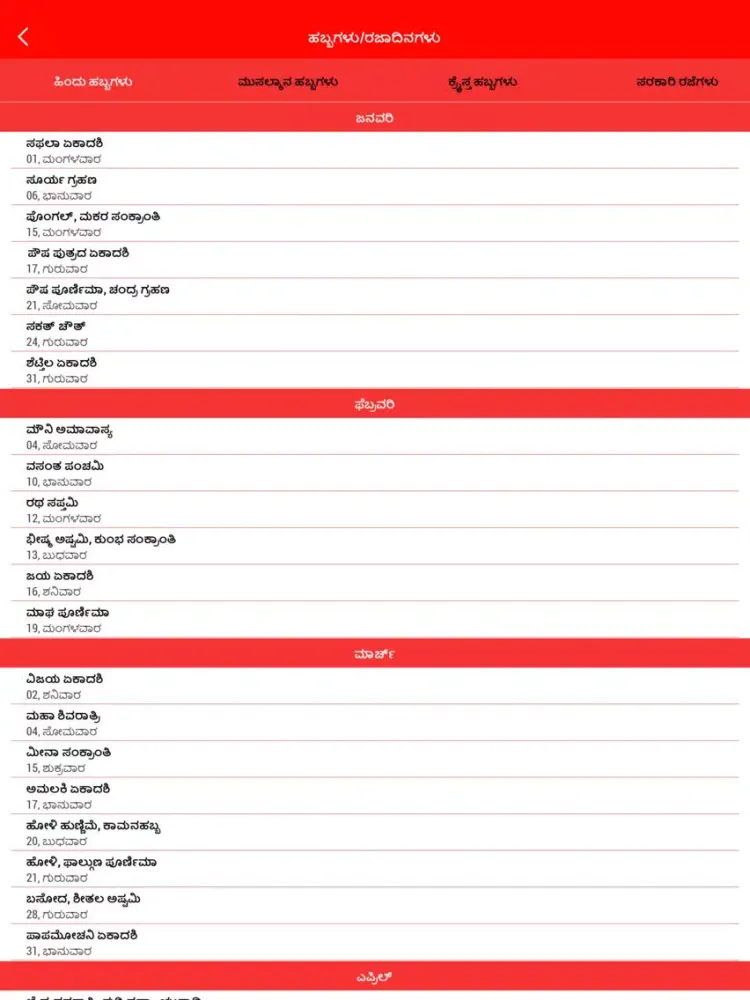 Kannada Panchang 2019 iPad  Screenshots