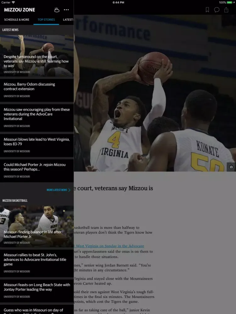 Mizzou Zone iPad  스크린샷