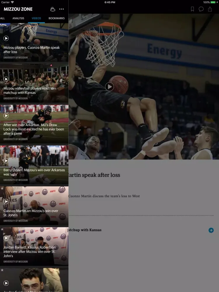 Mizzou Zone iPad  스크린샷