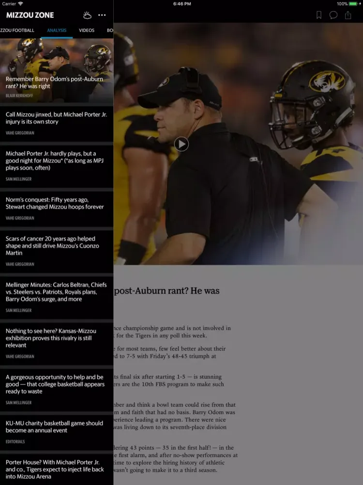 Mizzou Zone iPad  스크린샷